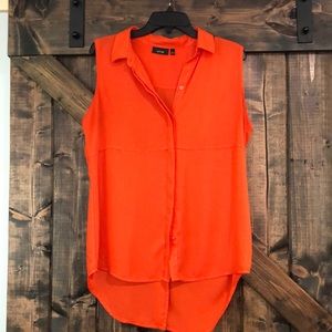 Orange sleeveless slit back top